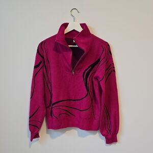 Women's Pink Sweater with Black Accents